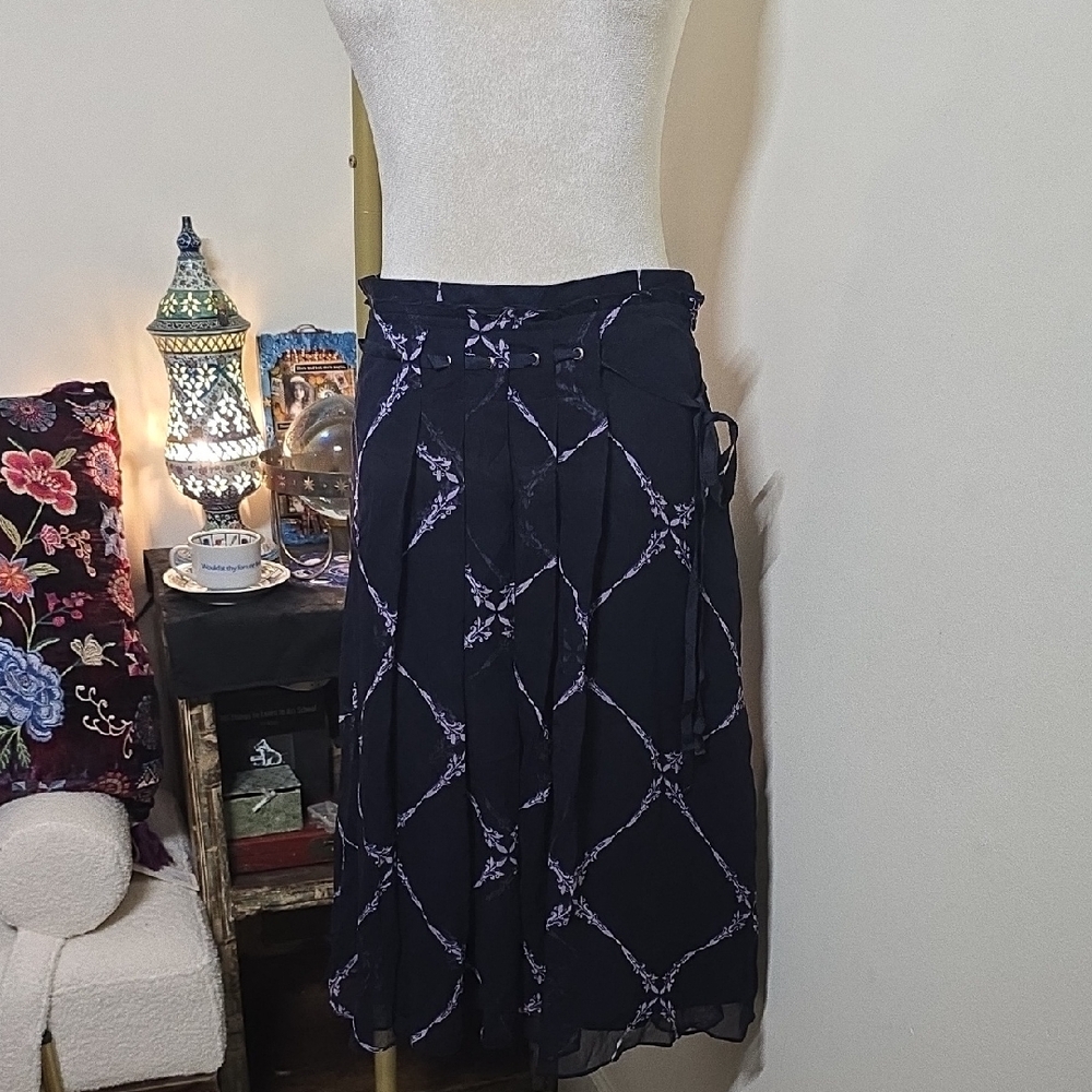 For The Republic Purple Silk A-Line Skirt